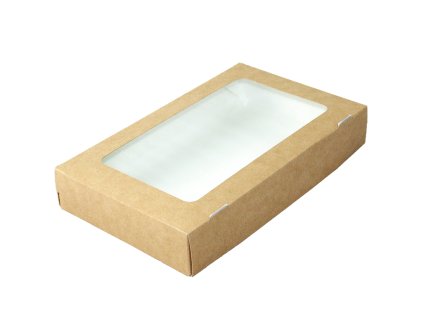 Papírový box EKO na jídlo 260x150x40 mm hnědý s okénkem 1450 ml ideal pack® bal/50 ks