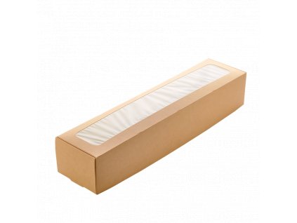 Papírový box EKO na jídlo 350x80x60 mm hnědý s okénkem bal/25 ks