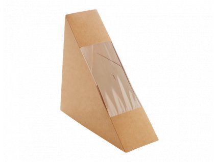Papírový box EKO na sendvič 130x130x50 mm hnědý s okénkem bal/50 ks