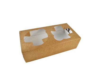 Papírový podnos EKO na 2 kelímky 180x90x50 mm hnědý ideal pack® bal/25 ks