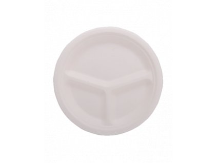 Talíř z cukrové třtiny 26 cm 3-dílný bílý ba1/10 ks
