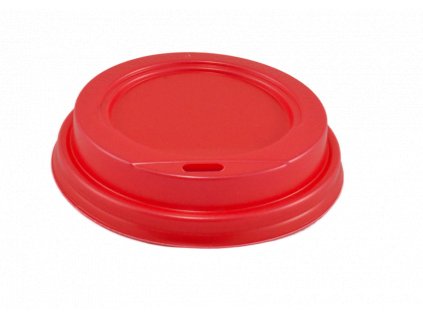 Plastové víčko PS s otvorem na kelímky CTG O80 mm červené bal/100 ks