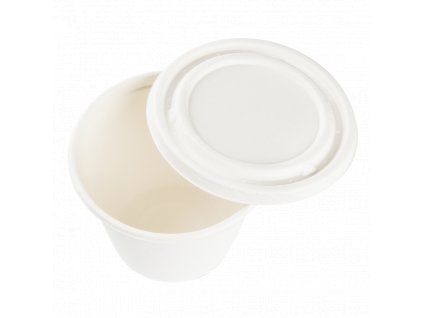 Víčko EKO z cukrové třtiny na misky 470 ml kulaté bílé bal/50 ks
