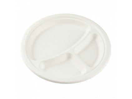 Talíř EKO z cukrové třtiny 23 cm 3-dílný bílý bal/50 ks