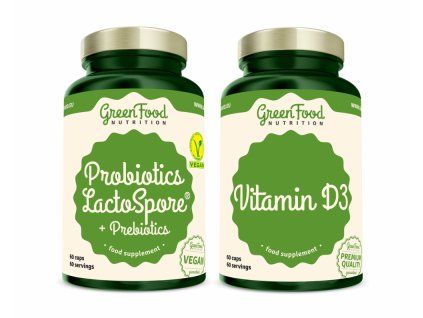 Probiotika LactoSpore® & Prebiotics 60 kapslí + Vitamin D3 60 kapslí ZDARMA