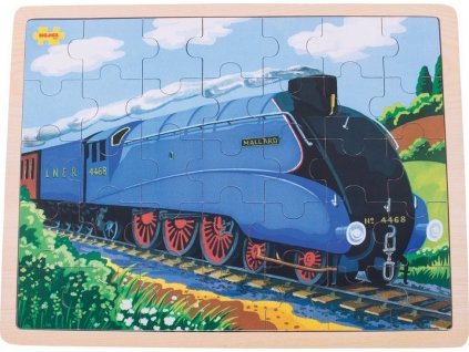 Bigjigs Toys Dřevěné puzzle historický vlak Mallard 35 dílků