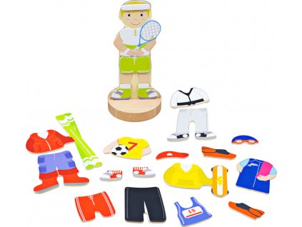 Bigjigs Toys Magnetické oblékací puzzle sportovní aktivity