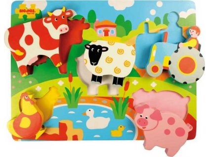 Bigjigs Toys Dřevěné vkládací puzzle Farma