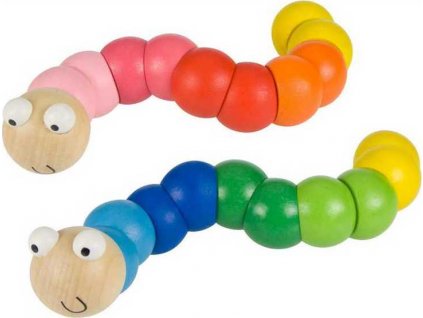 Bigjigs Toys dřevěné hračky - Barevný červík červená