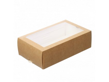 Papírová krabička EKO na makronky 180x110x55 mm hnědá s okénkem bal/50 ks