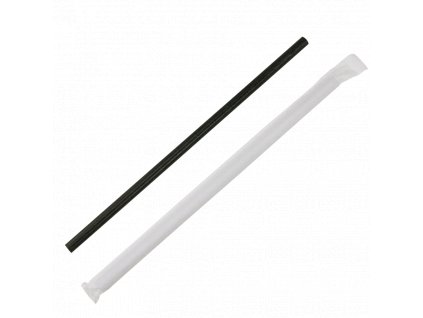 Papírové brčko hygienicky balené 8/230 mm černé ideal pack® ba1/200 ks