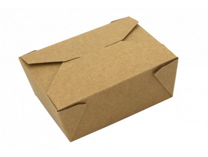 Papírový box EKO na jídlo 215x160x65 mm kraft s chlopněmi 2000 ml bal/50 ks