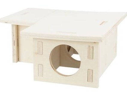 Dřevěný domeček pro hlodavce tvar L, 3 komory, 30 x 12 x 30 cm