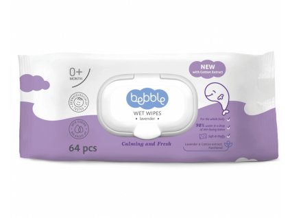 Dětské vlhčené ubrousky s levandulí Bebble 64 ks