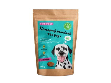 Zelená Země Konopný pamlsek pro psy játrová příchuť 100 g