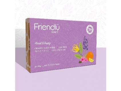 Friendly Soap přírodní mýdlo dárková sada mýdel Floral and Fruity 4x 95g