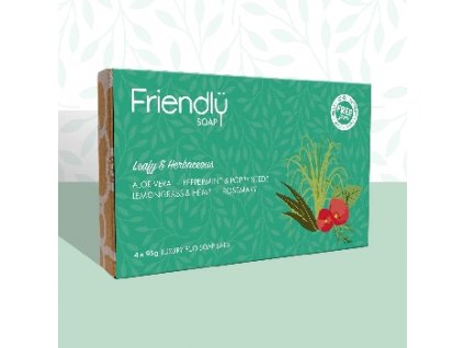 Friendly Soap přírodní mýdlo dárková sada mýdel Leafy and Herbaceous 4x 95g