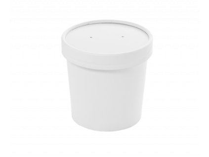 Papírová miska EKO na polévku 445 ml bílá s papírovým víčkem krt/250 ks