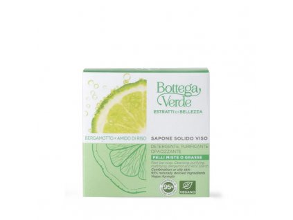 Bottega Verde Tuhé pleťové mýdlo - Bergamot a Rýžový škrob, 75g