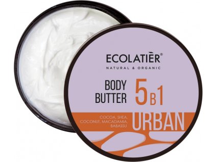 ECOLATIER URBAN - Krémové máslo na tělo 5v1- Kakao, Bambucké máslo, Kokos, Macadamia a Babassu, 380 ml, EXPIRACE
