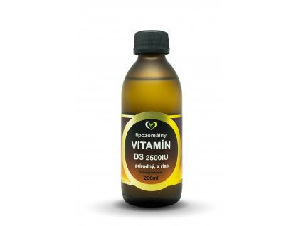 Liposomální Vitamín D3 2500UI z řas, 200ml  + Dárek