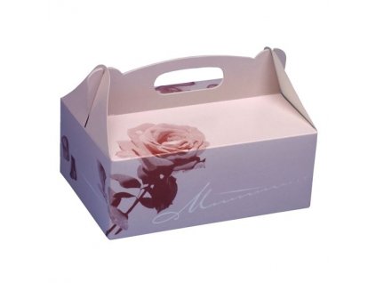 Gebaeck Kartons Pappe eckig 26 cm x 22 cm x 9 cm rose mit Tragegriff 18853 b 0 2