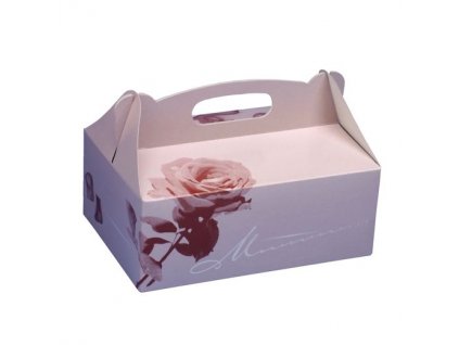 Gebaeck Kartons Pappe eckig 23 cm x 16 cm x 9 cm rose mit Tragegriff 18852 b 0 2