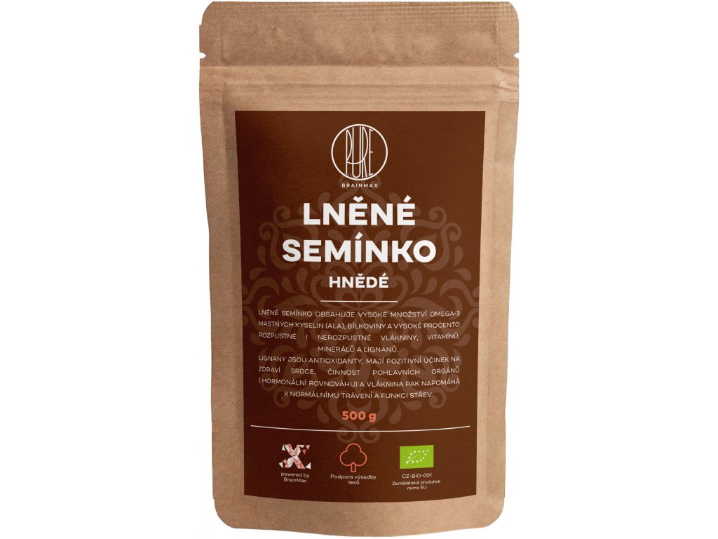 BrainMax Pure Lněné semínko (hnědé) BIO, 500 g