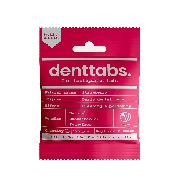 DENTTABS přírodní dětská zubní pasta v tabletách bez fluoridu jahoda  125 k