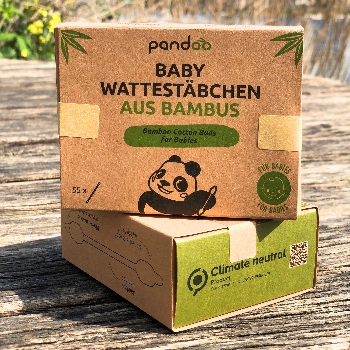 Pandoo Bambusové dětské vatové tyčinky do uší s bio bavlnou 55 ks