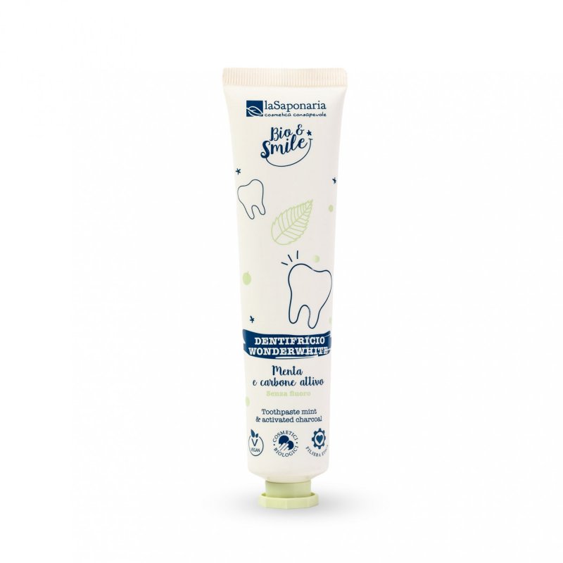 laSaponaria Bělicí zubní pasta WonderWhite - máta a aktivní uhlí BIO, 75 ml