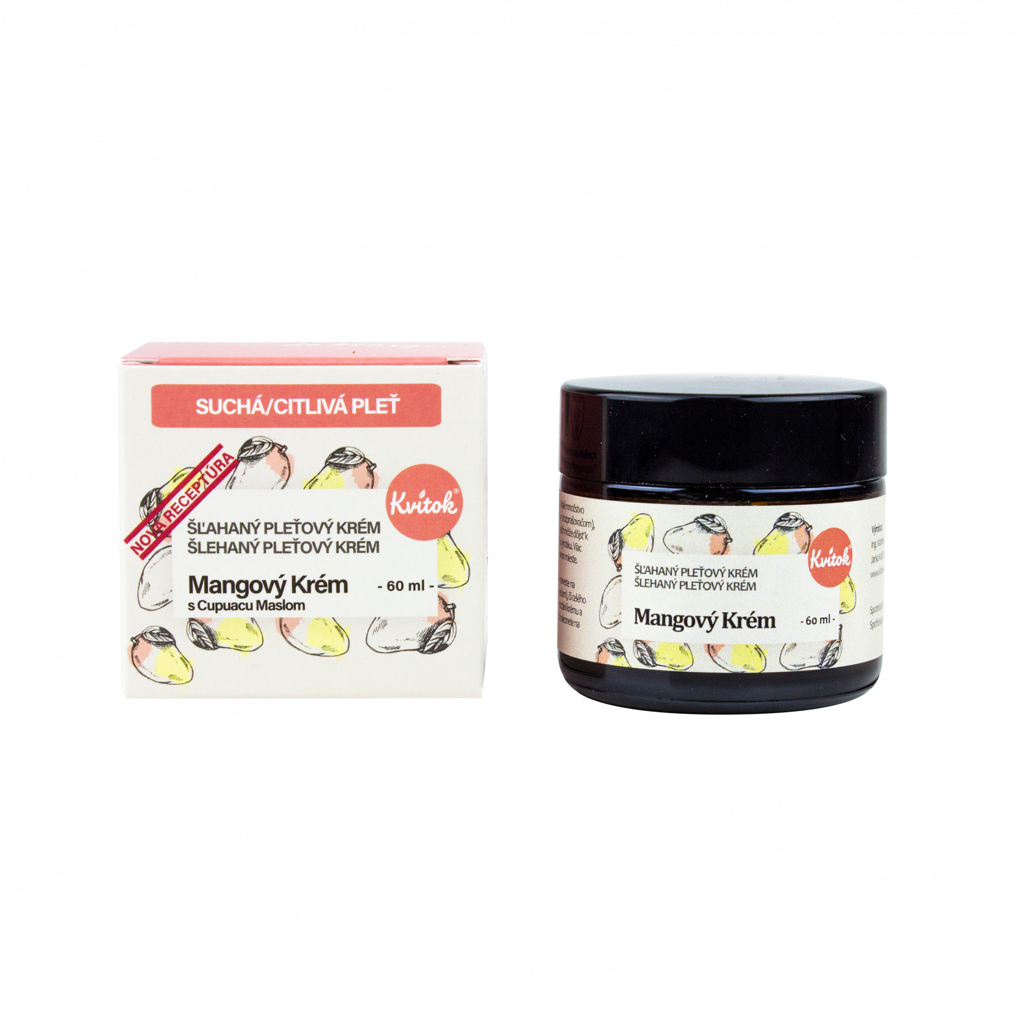 Kvitok Mangový krém pro citlivou a suchou pleť, 60 ml