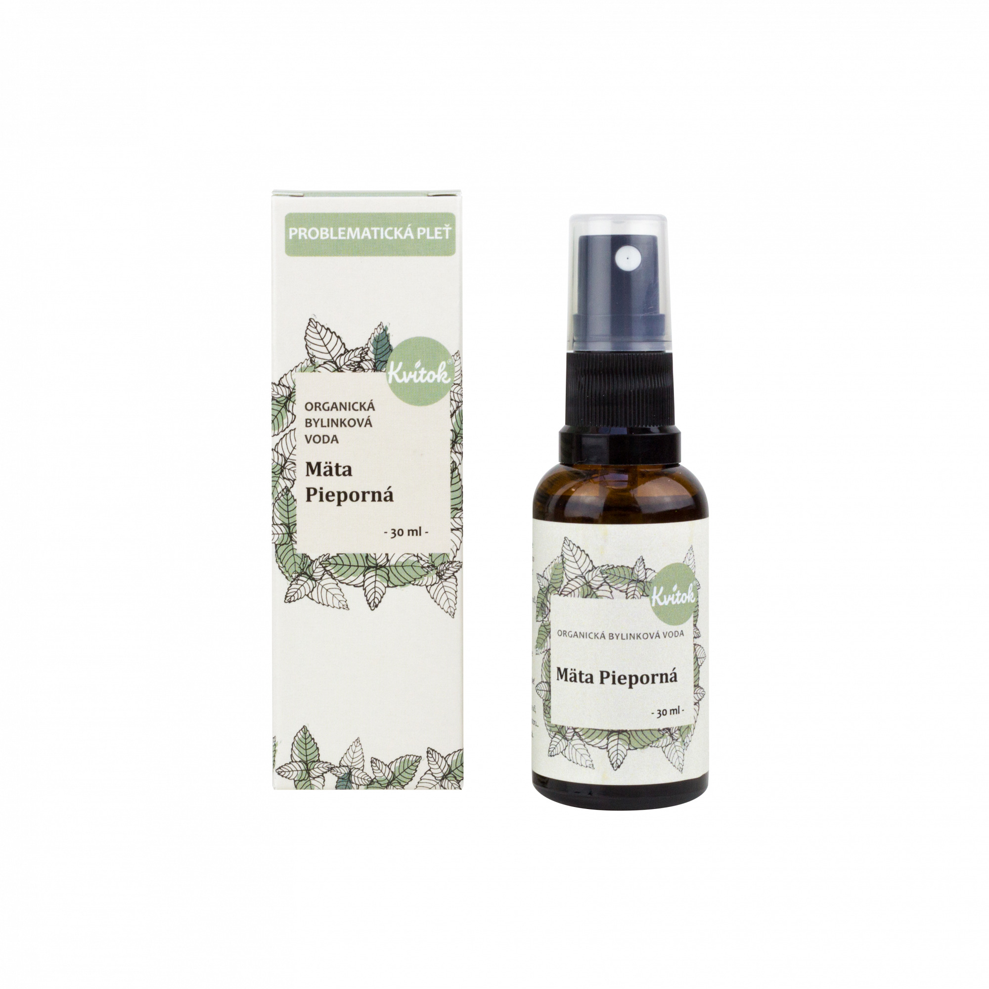 Kvitok Bylinková voda - máta peprná BIO, 30 ml