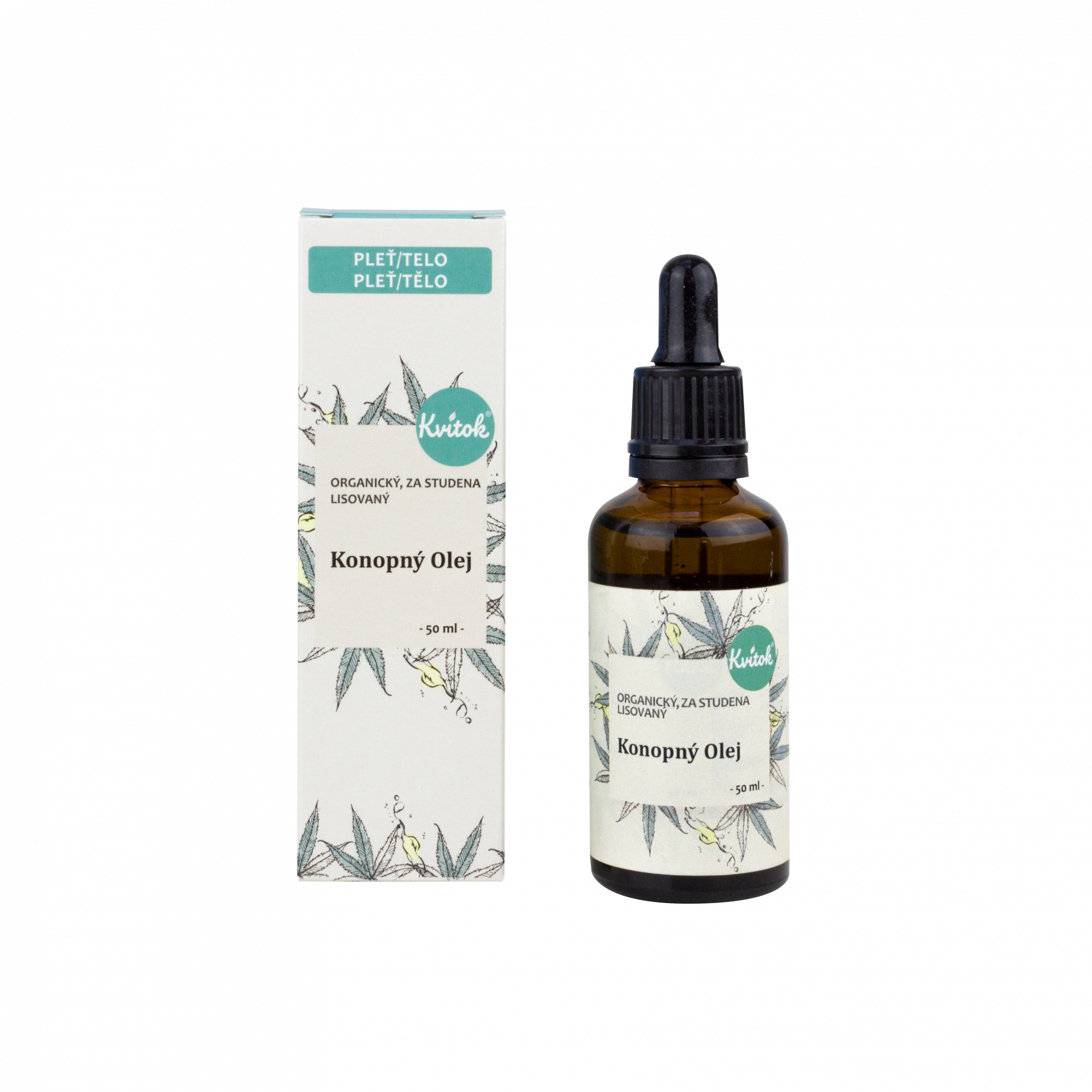 Kvitok Konopný pleťový olej nerafinovaný- zmírňuje ekzémy, regeneruje pleť, 50 ml
