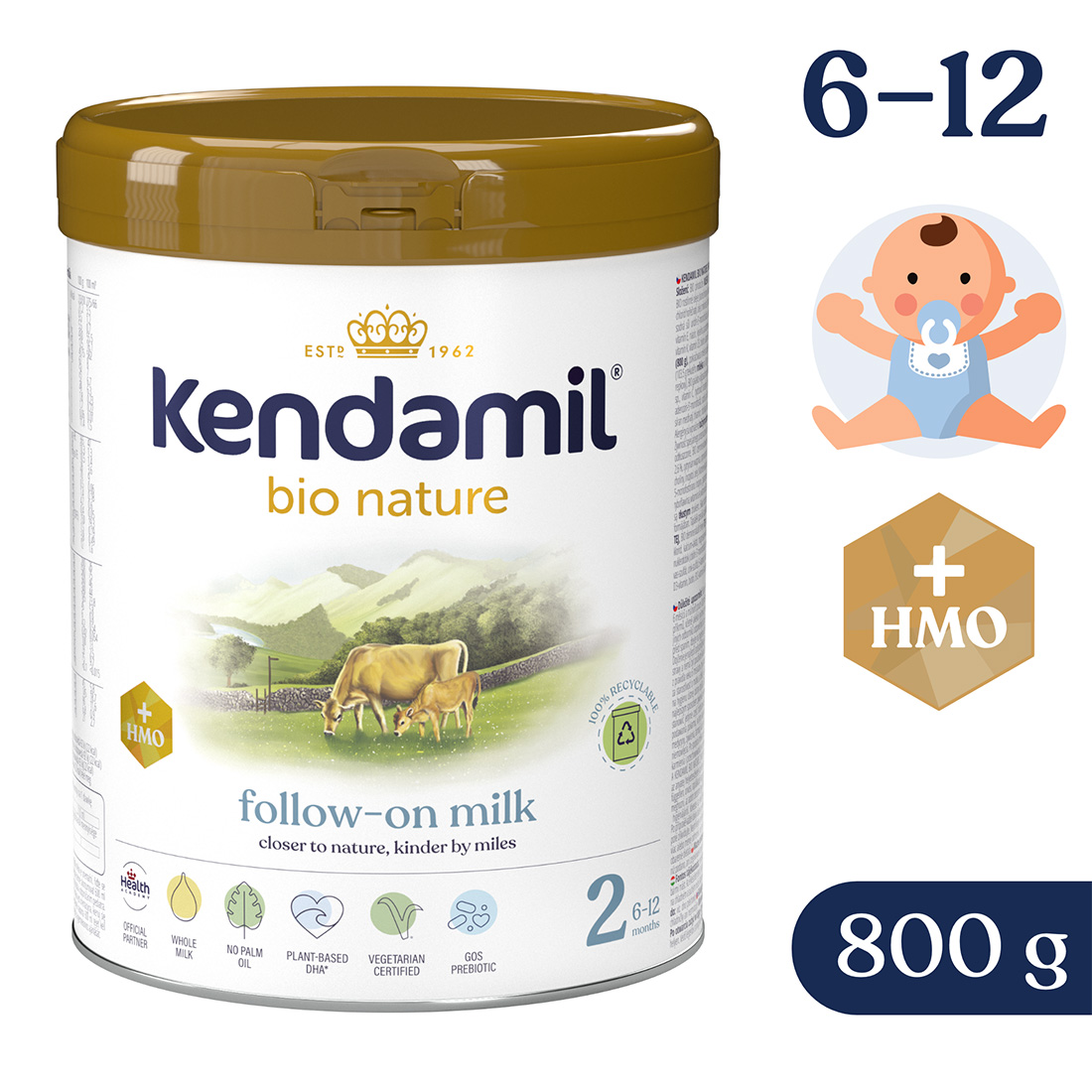 Nature pokračovací mléko 2 HMO Kendamil 800g