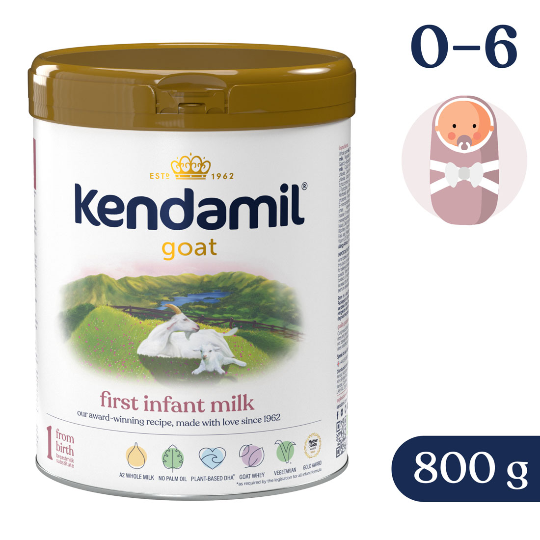 Kozí kojenecké mléko 1 DHA+ Kendamil 800 g