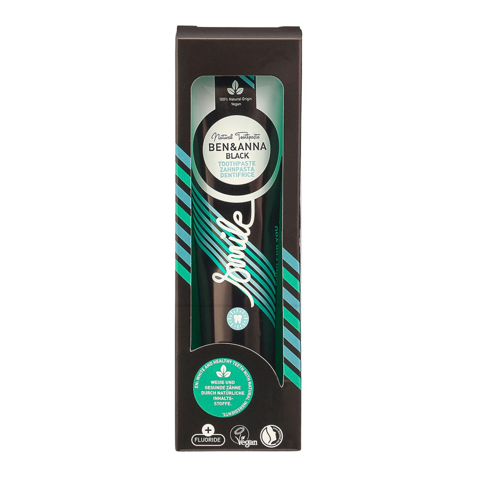 Ben & Anna Bělicí zubní pasta s fluoridem Black - s mátou a aktivním uhlím, 75 ml