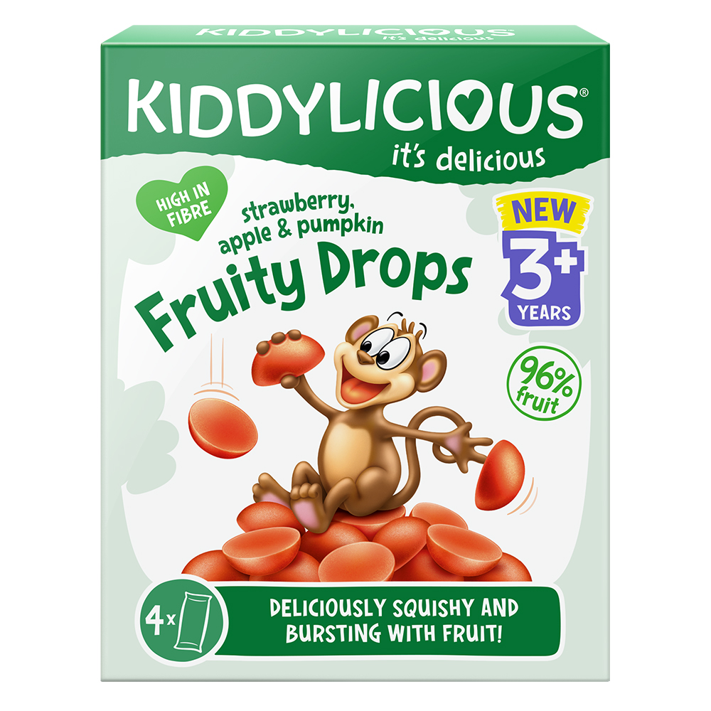 Kiddylicious Ovocné želé bonbónky jahoda, jablko a dýně, 4x16g