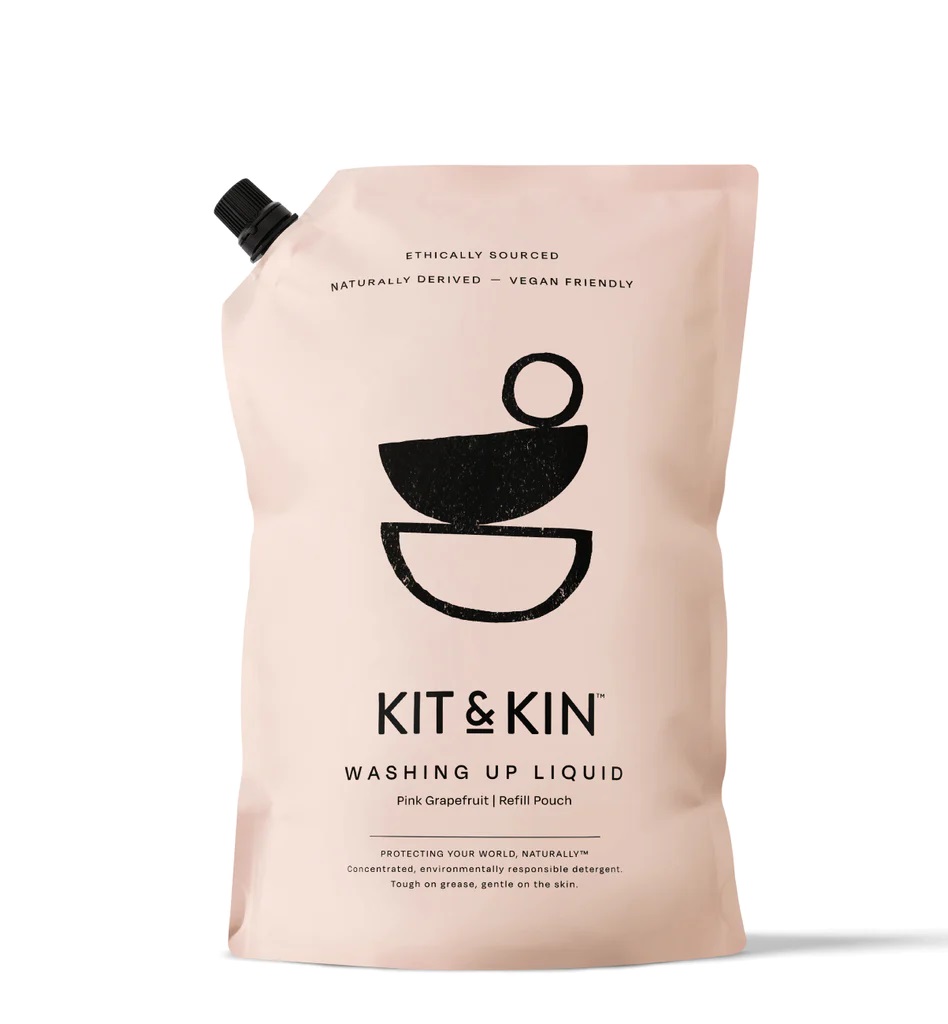 Kit&Kin Prostředek na mytí nádobí, růžový grapefruit, náhradní náplň, 1l