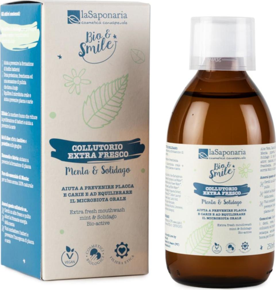 laSaponaria Extra svěží ústní voda s mátou a zlatobýlem BIO, 250 ml