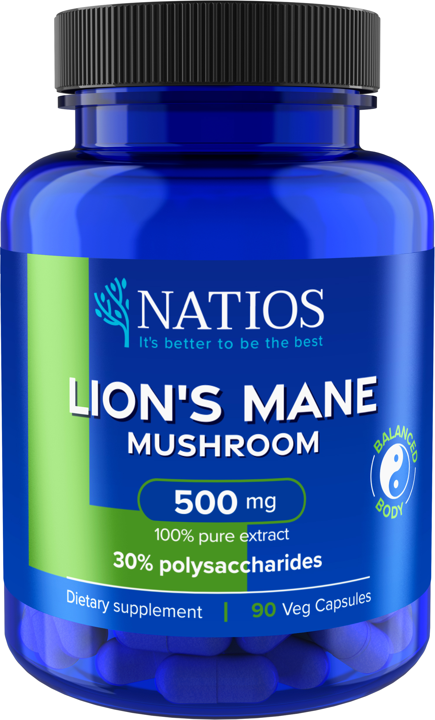 NATIOS Lion's Mane Extract 500 mg 30% polysaccharides 90 kapslí 