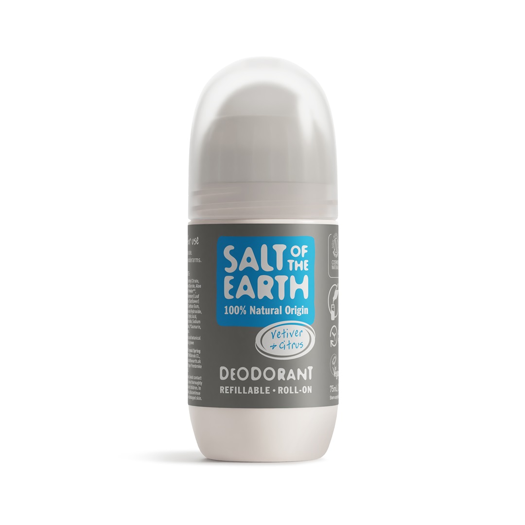 SALT OF THE EARTH Přírodní Deo Roll-on Pure Armour Vetiver & Citrus pro muže, plnitelný, 75ml
