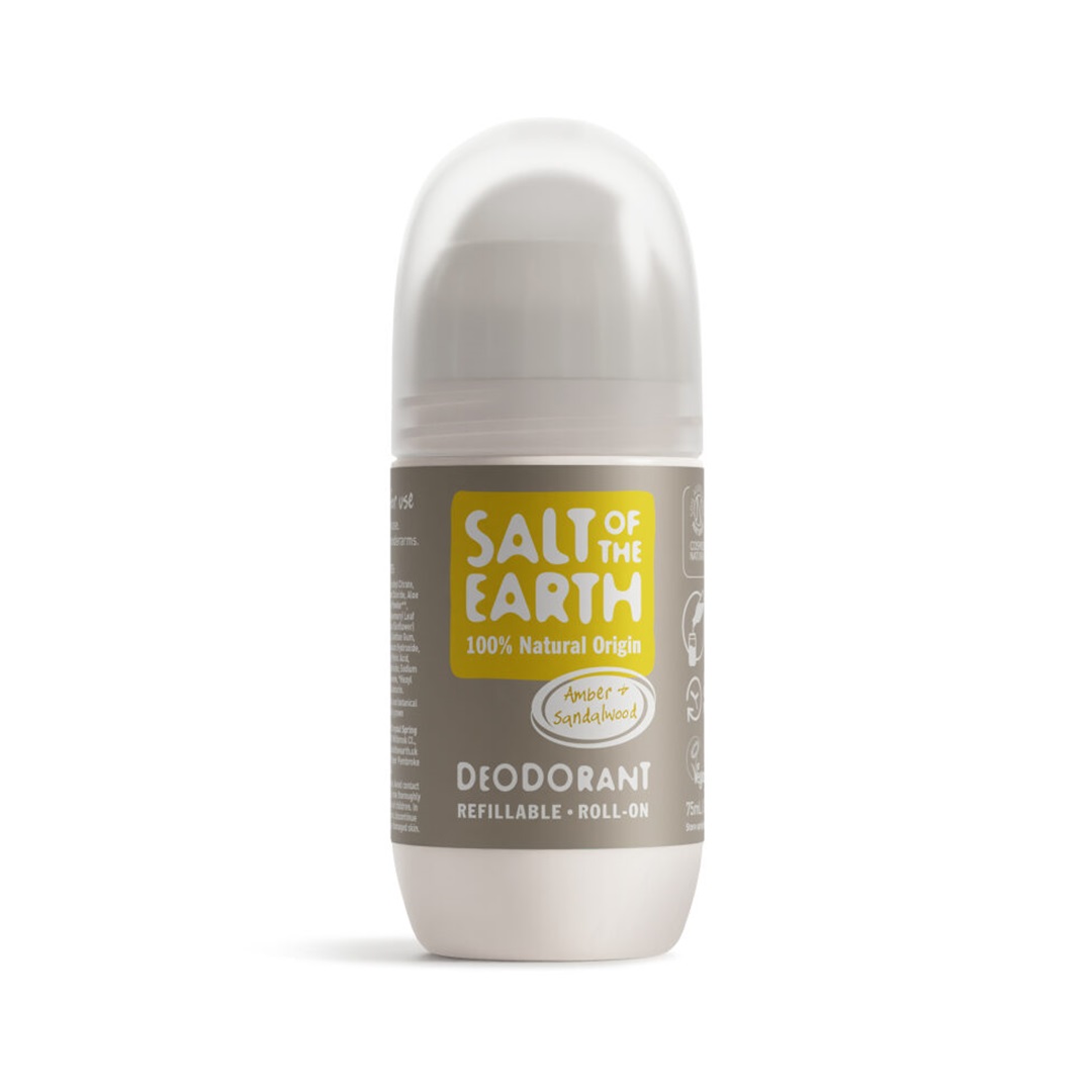 SALT OF THE EARTH Přírodní Deo roll-on Amber & Santalwood plnitelný, 75ml