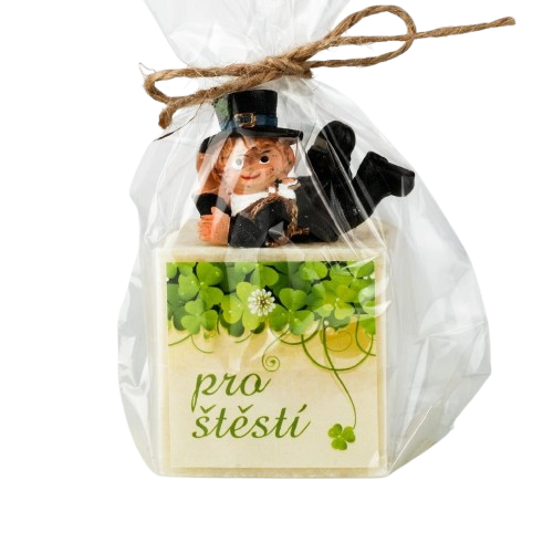 Přírodní vonná svíčka palmová - AROMKA - Dárkové balení pro štěstí Vůně: Měsíček Lékařský
