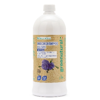 Greenatural Sprchový gel a šampon 2v1 len a rýže BIO, 1 l