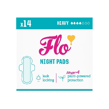 FLO Ultra tenké menstruační vložky z bio bambusu s křidélky, 14 ks nočních