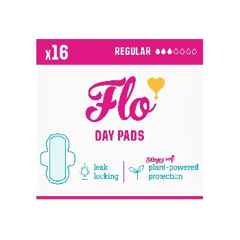 FLO Ultra tenké menstruační vložky z bio bambusu s křidélky, 16 ks denních