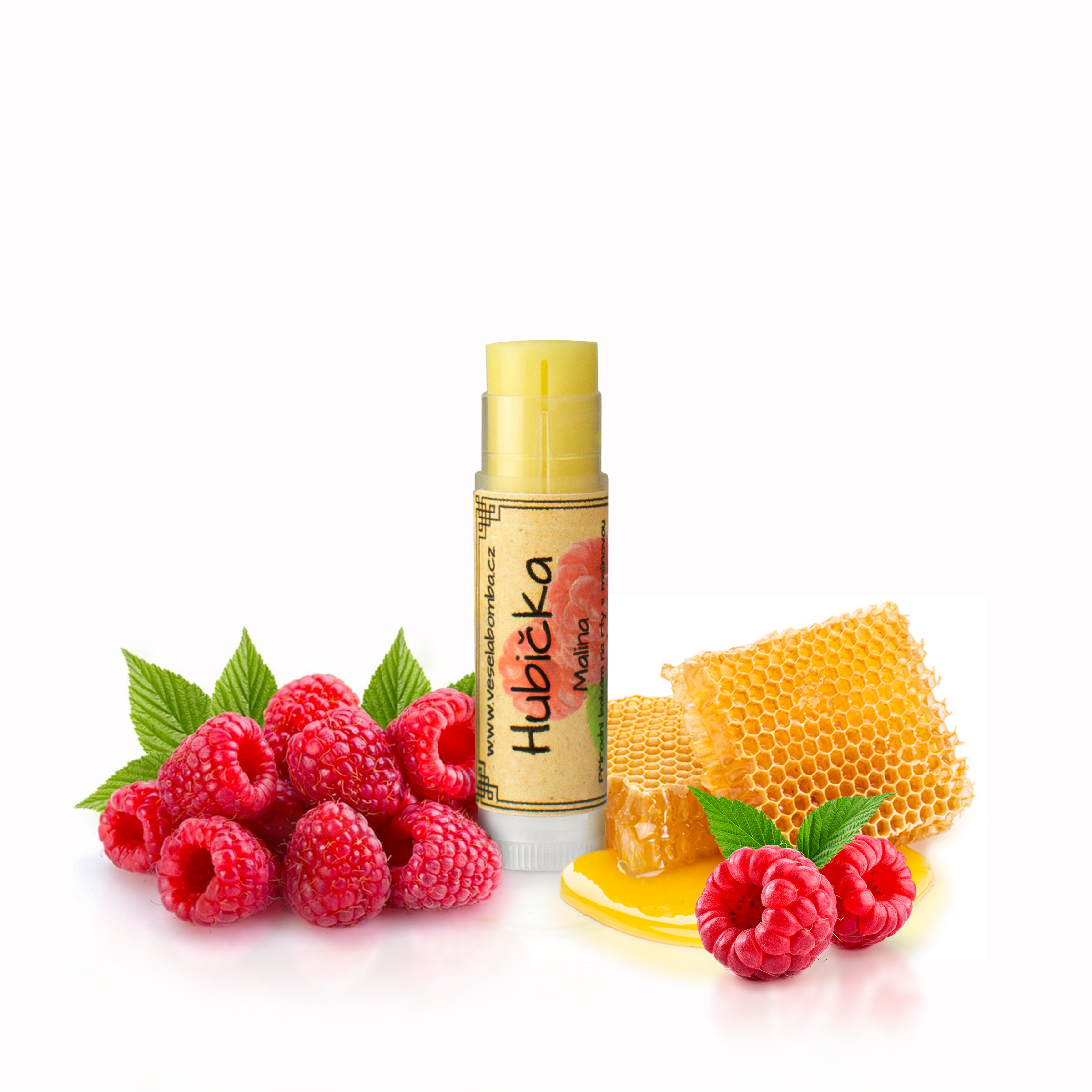 Veselá Bomba Hubička malina - balzám na rty 4,5ml