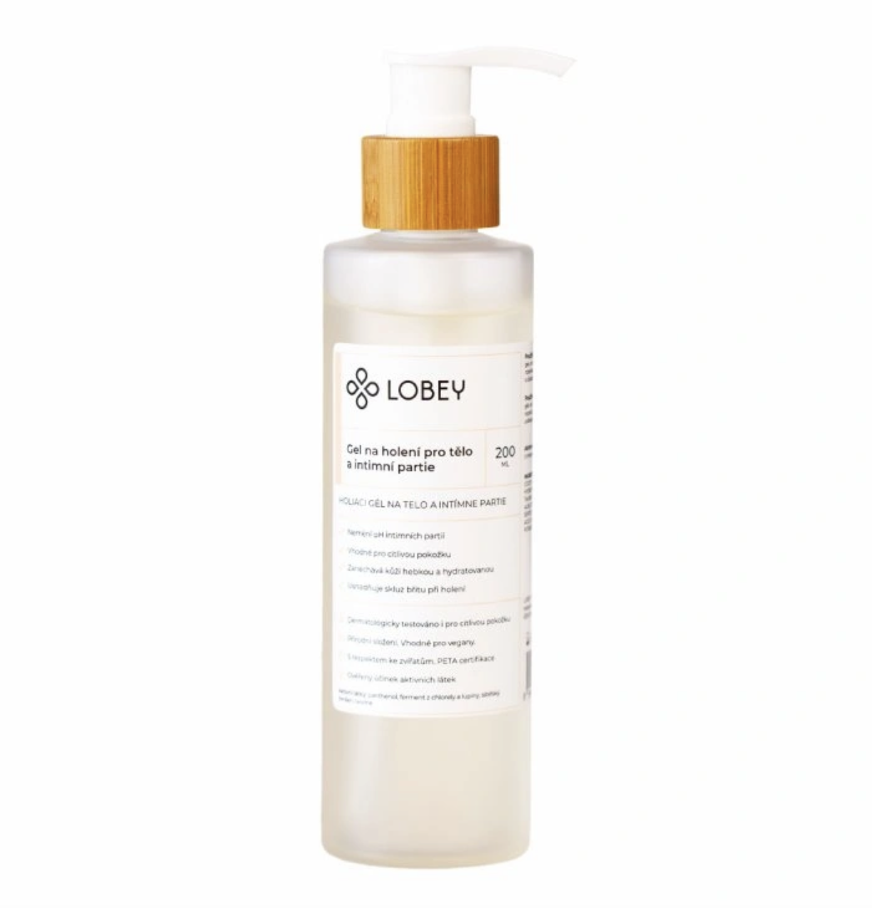 LOBEY Gel na holení pro tělo a intimní partie, 200 ml
