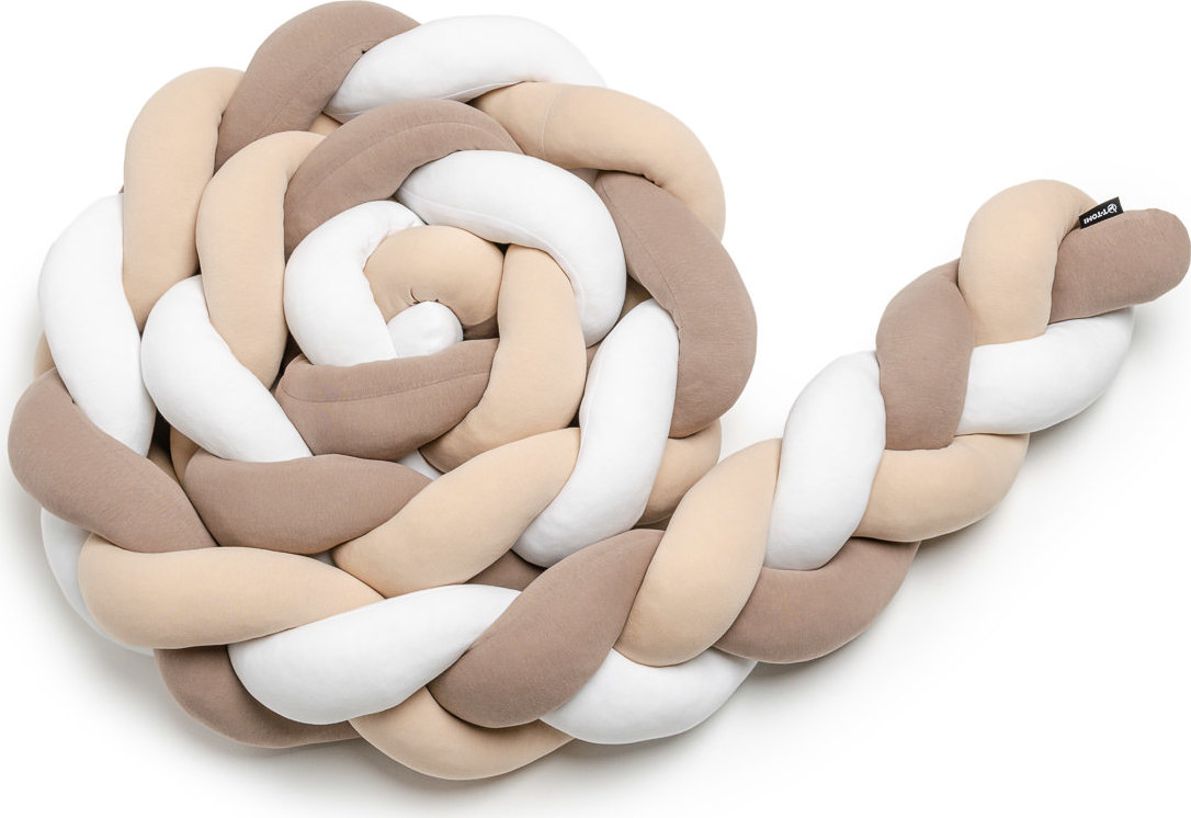 T-TOMI Pletený mantinel 180 cm White + Beige + Mocca